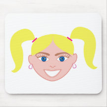 Visage principal rouge blond de fille tapis de souris