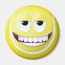 Visage souriant 2 de balle de tennis aimant pour réfrigérateur