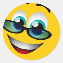 VISAGE SOURIANT AVEC DES VERRES AUTOCOLLANTS