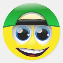 VISAGE SOURIANT AVEC LE CHAPEAU AUTOCOLLANTS RONDS