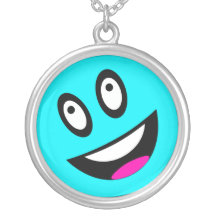 Visage souriant bleu collier personnalisé