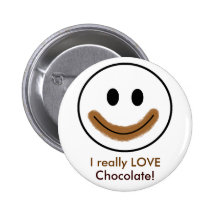 Visage souriant de chocolat "j'AIME vraiment le ch Badge