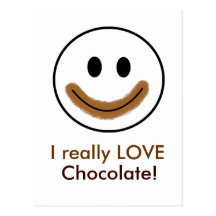 Visage souriant de chocolat "j'AIME vraiment le ch Cartes Postales