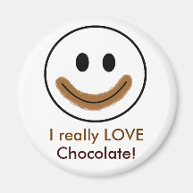 Visage souriant de chocolat "j'AIME vraiment le ch Aimants Pour Réfrigérateur