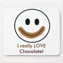 Visage souriant de chocolat "j'AIME vraiment le ch Tapis De Souris