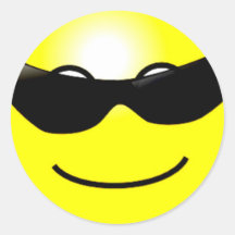 Visage souriant jaune de lunettes de soleil fraîch adhésif