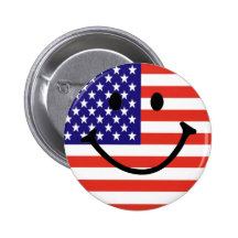 Visage souriant patriotique badges avec agrafe
