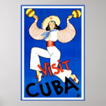 Visite vintage Cuba d'affiche de voyage
