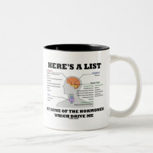 Voici une liste de certaines des hormones (l'endoc mugs