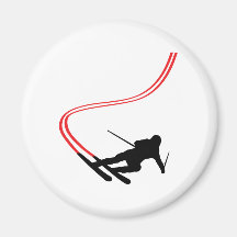voie rouge de ski de ski incliné magnets pour réfrigérateur