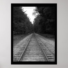 Voies ferrées noires et blanches poster