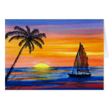 Voile de coucher du soleil carte de vœux