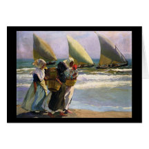 Voiles de Joaquín Sorolla y Bastida trois Carte De Vœux