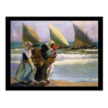 Voiles de Joaquín Sorolla y Bastida trois Carte Postale