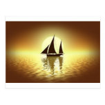 Voilier au coucher du soleil cartes postales