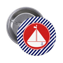 Voilier bleu et rouge badge avec épingle