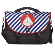 Voilier bleu et rouge sacoche pour ordinateur portable