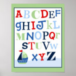 Voilier de capitaine d'impression d'art d'alphabet posters