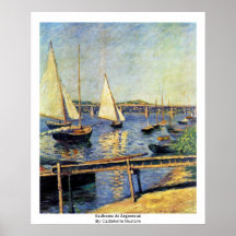 Voiliers à Argenteuil par Caillebotte Gustave Affiches