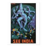 Voir l'affiche vintage de voyage de l'Inde Cartes Postales