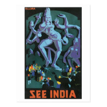 Voir l'affiche vintage de voyage de l'Inde Cartes Postales