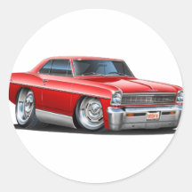 Voiture 1966-67 de rouge de nova adhésifs ronds