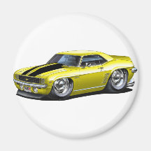 Voiture 1969 Jaune-Noire de Camaro Aimant Pour Réfrigérateur