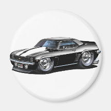 Voiture 1969 Noir-Blanche de Camaro Aimants Pour Réfrigérateur