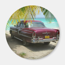 Voiture ancienne en plage du Cuba Aimants
