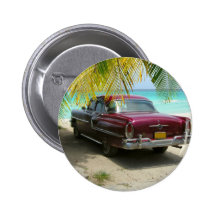Voiture ancienne en plage du Cuba Badge Avec Épingle
