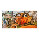 Voiture - au salon automobile cartes de vœux avec photo
