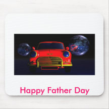 voiture de sport rouge, fête des pères heureuse tapis de souris