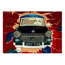 Voiture de Trabant, bruns et rouges, mur de Berlin Cartes De Visite Personnelles