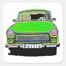 Voiture de Trabant en vert, Berlin Autocollants