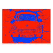 Voiture de Trabant et mur de Berlin Rouge/bleu Carte De Visite