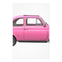 Voiture italienne vintage de Fiat 500 roses Papier À Lettre Personnalisé