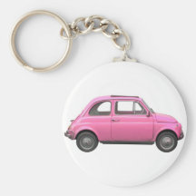 Voiture italienne vintage de Fiat 500 roses Porte-clefs
