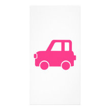 Voiture rose mignonne cartes de vœux avec photo