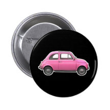 Voiture vintage rose d'années '60 de Fiat 500 Cinq Badge