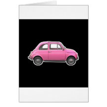 Voiture vintage rose d'années '60 de Fiat 500 Cinq Carte De Vœux