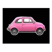 Voiture vintage rose d'années '60 de Fiat 500 Cinq Cartes Postales