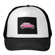 Voiture vintage rose d'années '60 de Fiat 500 Cinq Casquettes
