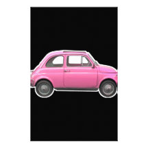 Voiture vintage rose d'années '60 de Fiat 500 Cinq Papier À Lettre Customisable