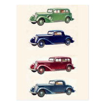 Voitures vintages cartes postales