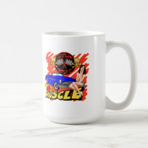 Voitures vintages de muscle tasses à café