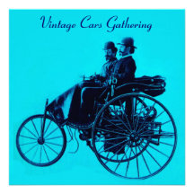 VOITURES vintages RECUEILLANT le turquase bleu Invitation Personnalisable