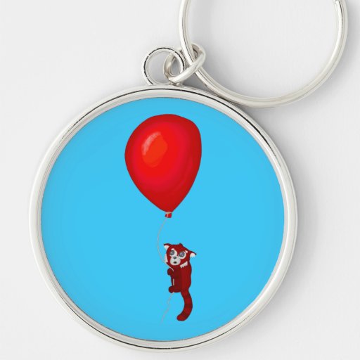 Vol de ballon de panda rouge porte-clés