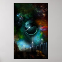 Vol de l'affiche de mur d'art de fractale de Corbi