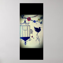 Vol d'oiseau d'une affiche de mur de cage