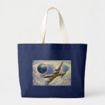 Vol vintage d'avion autour du monde en nuages sacs de toile